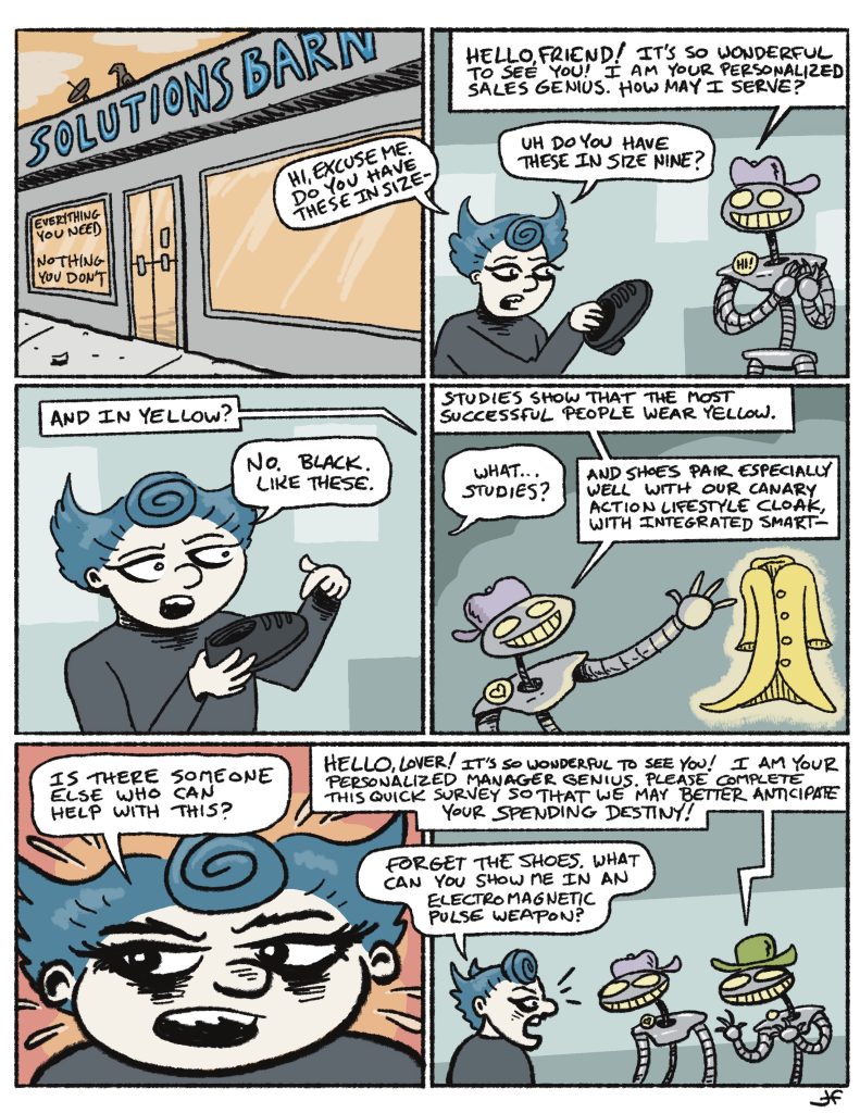 a comic strip about some bad customer service